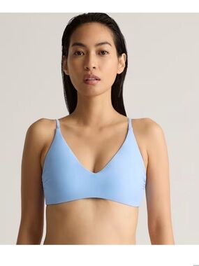 Quince Italian Bikini Top Clear Blue Sky Deep V NEW